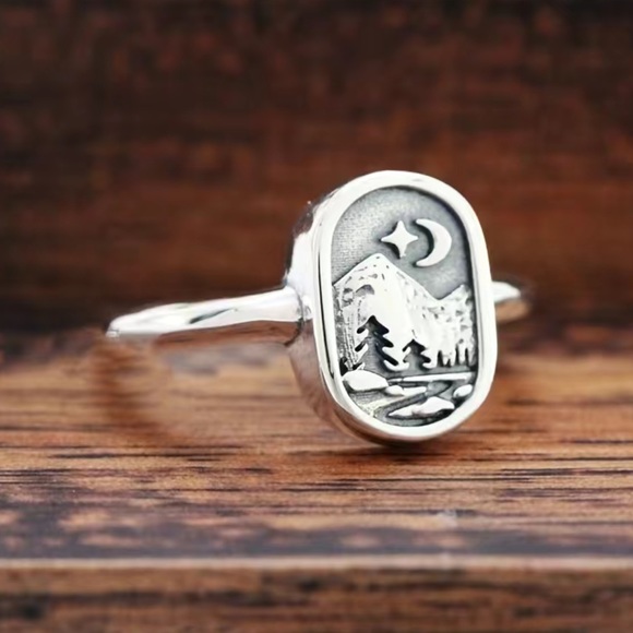 Silver Forest Scene Ring - Picture 4 of 8